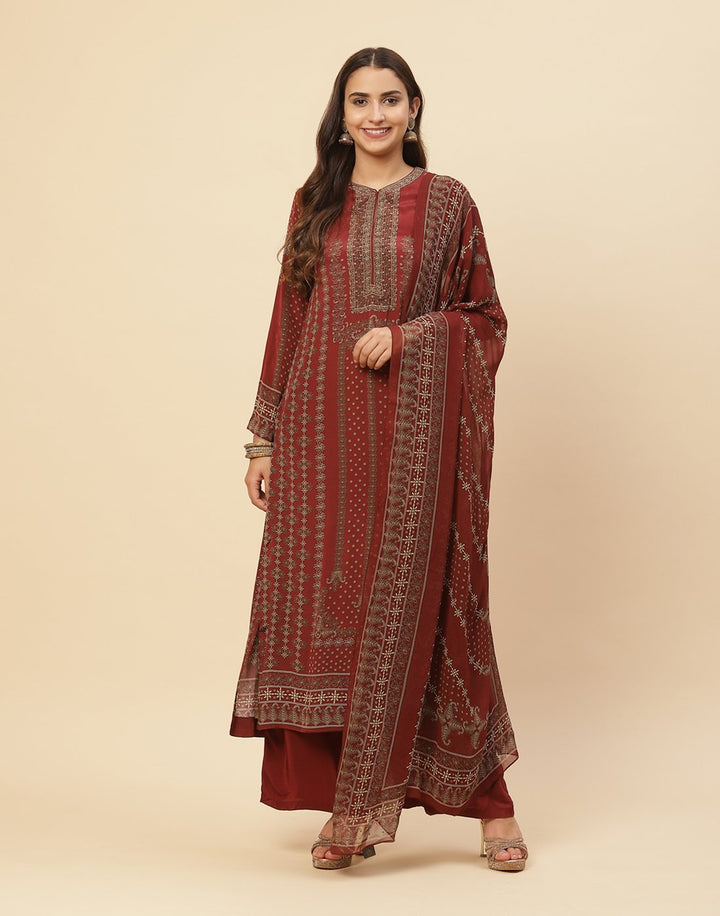 Digital Printed Crepe Salwar Kameez Stitched Suit With Georgette Dupatta