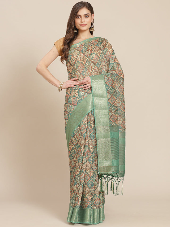 Printed Cotton Chanderi Saree