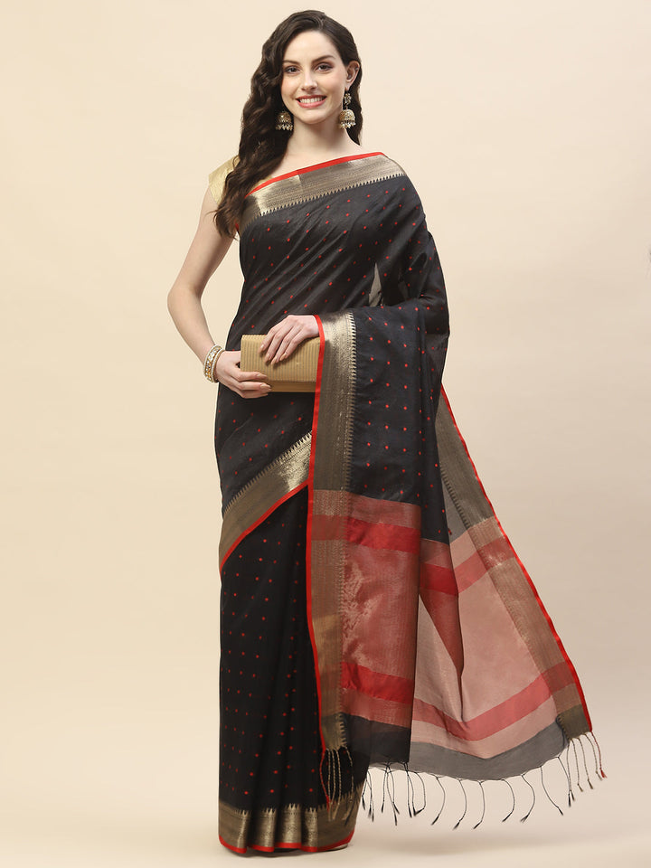 Plain Zari Border Woven Tussar Saree