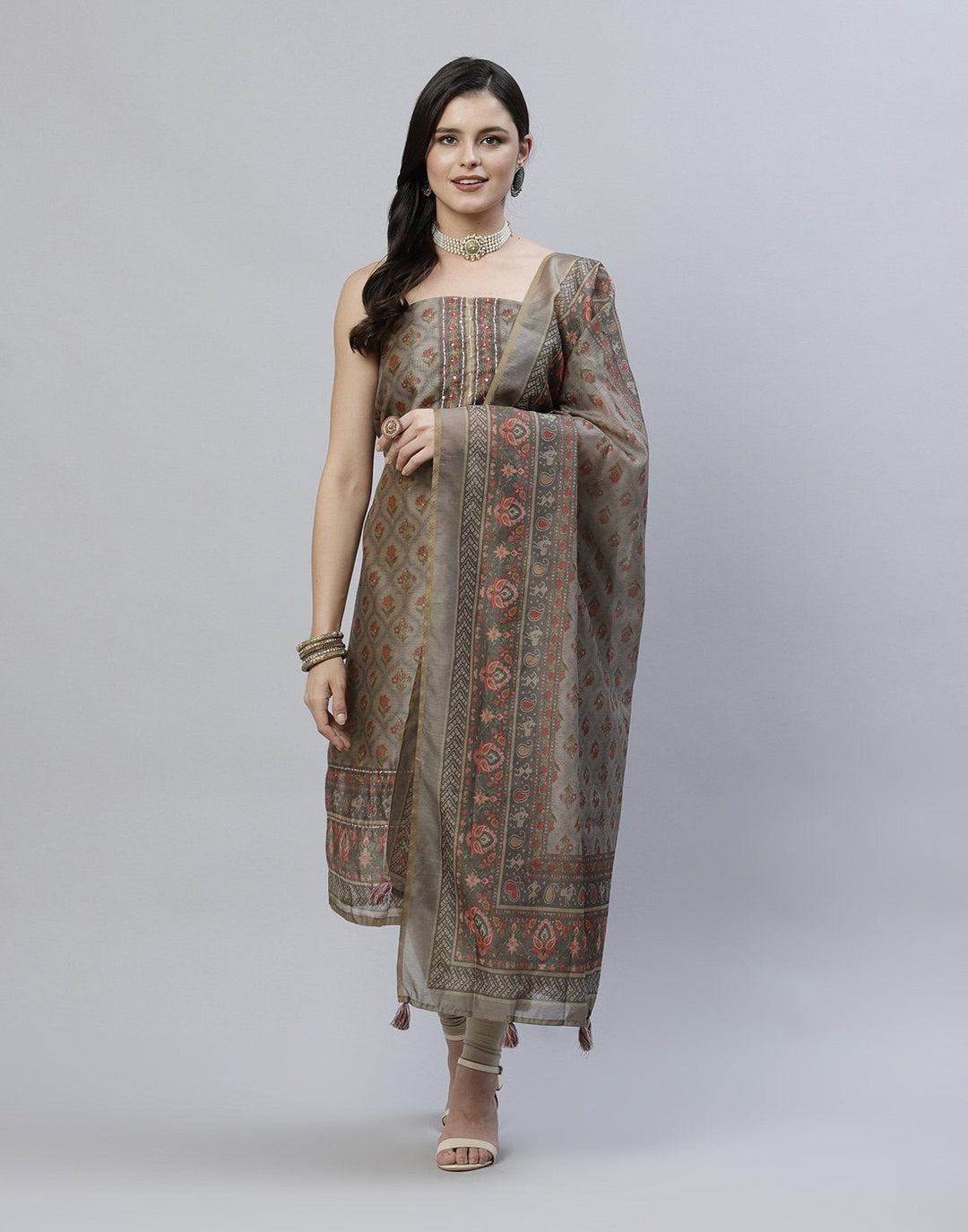 Printed Chanderi Suit Piece