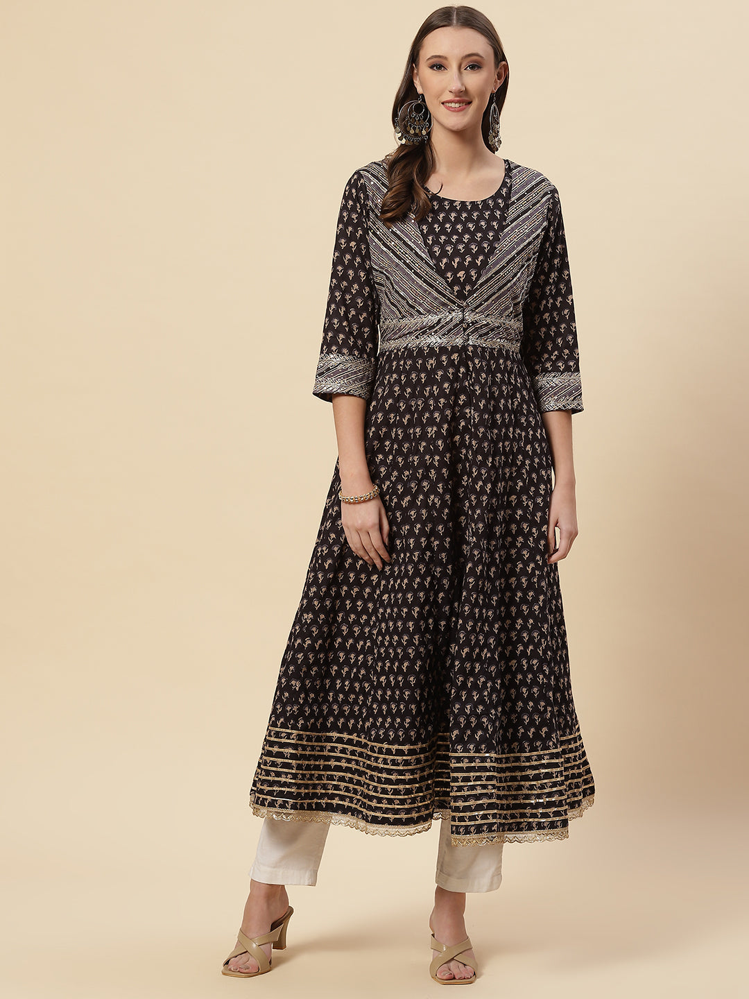 Printed Cotton Kurta With Jacket