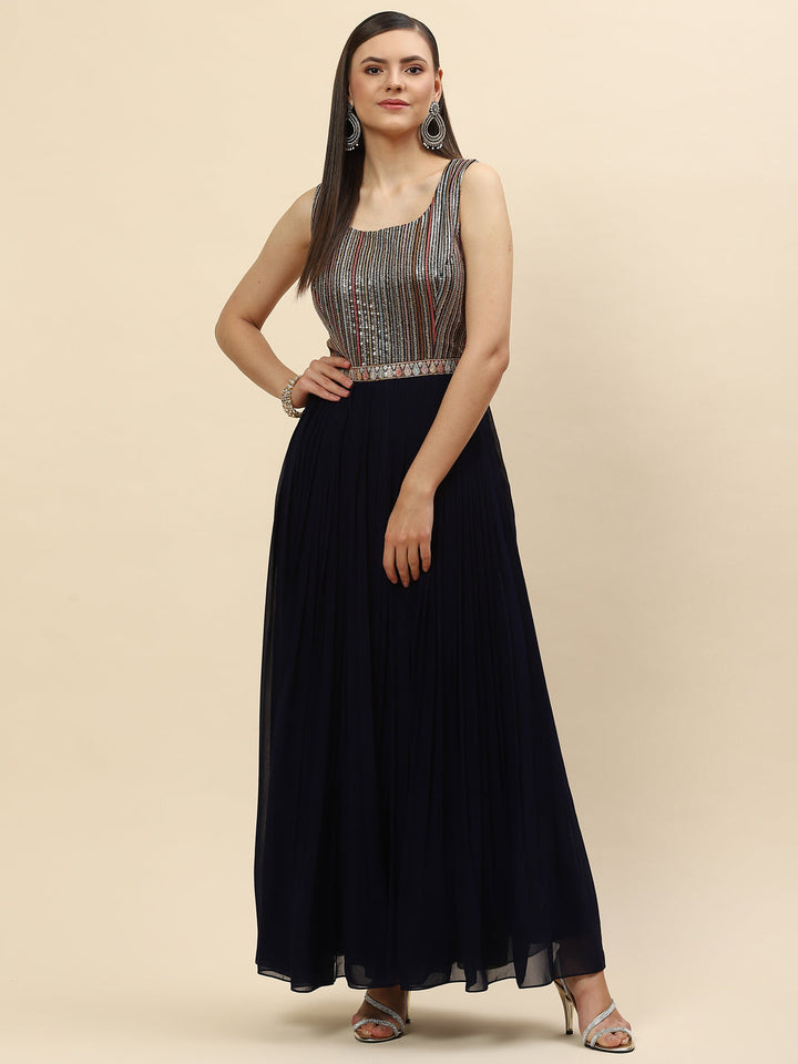Sequin Georgette Gown Dress