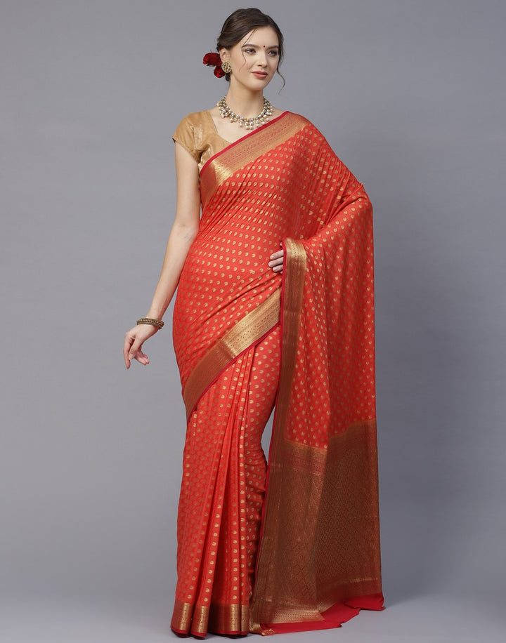 Art Crepe Saree with Zari Border