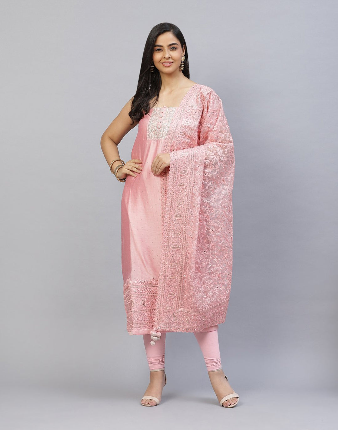 Embroidered Cotton Chanderi Suit Piece
