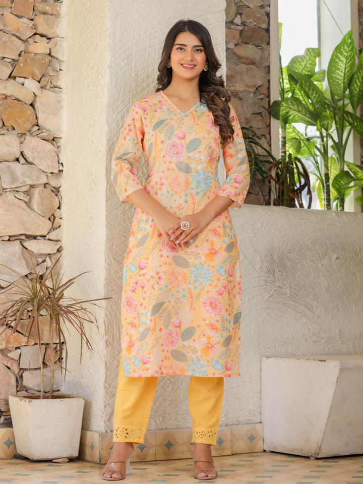 Printed Cotton Kurta With Pants