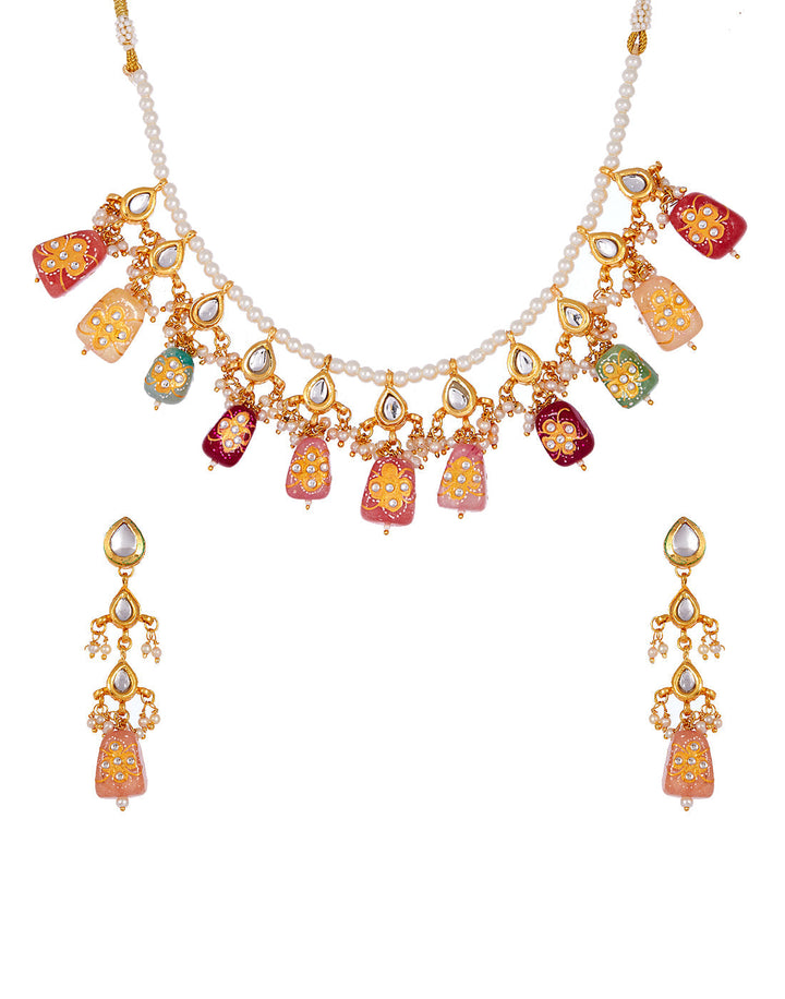 Gold Plated Necklace With Earrings