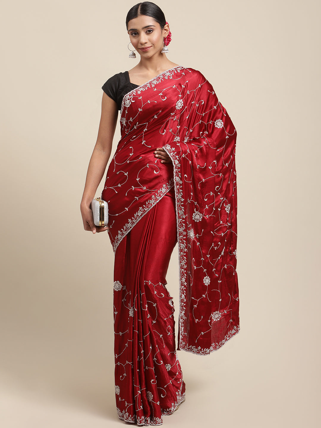 Cutdana Embroidered Crepe Handloom Saree