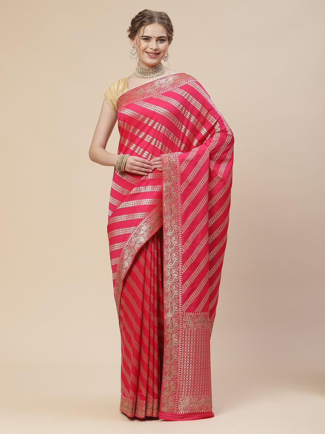 Stone Jaal Banarasi Woven Saree