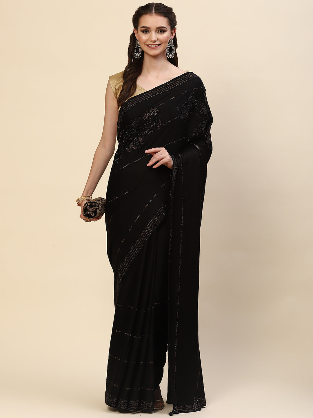 Swarovski Jaal Embroidered Satin Saree
