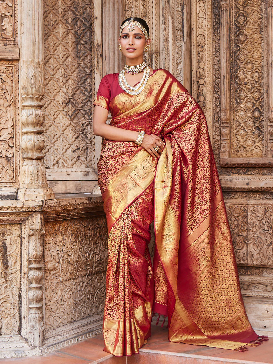Brocade Zari Jaal Handloom Woven Saree