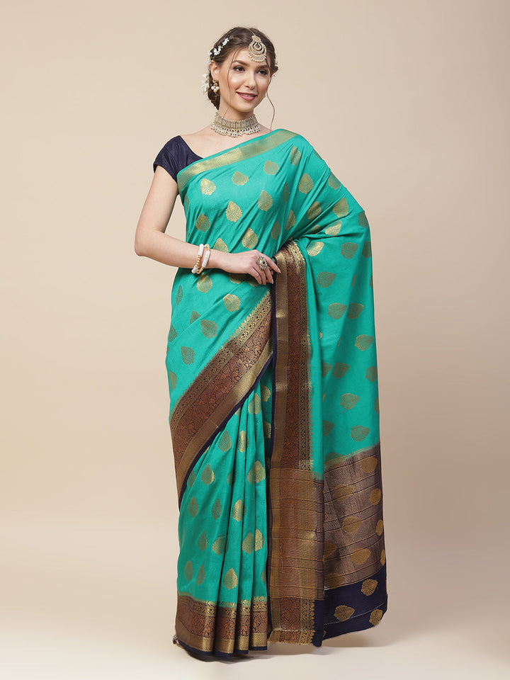 Zari Border Booti Art Handloom Woven Saree