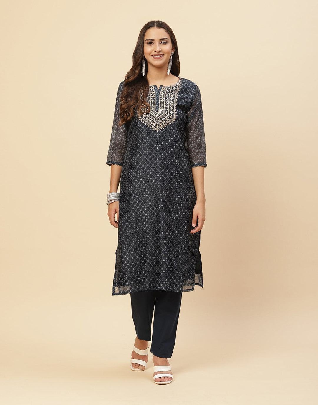 Embroidered Cotton Kurti With Pant
