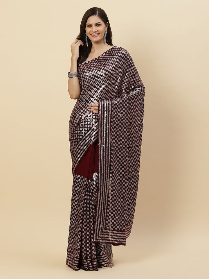 Sequin Embroidered Georgette Saree