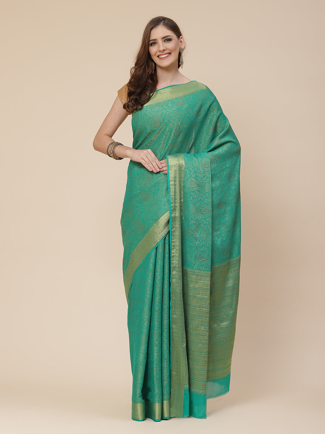 Light Brocade Georgette Plain Saree