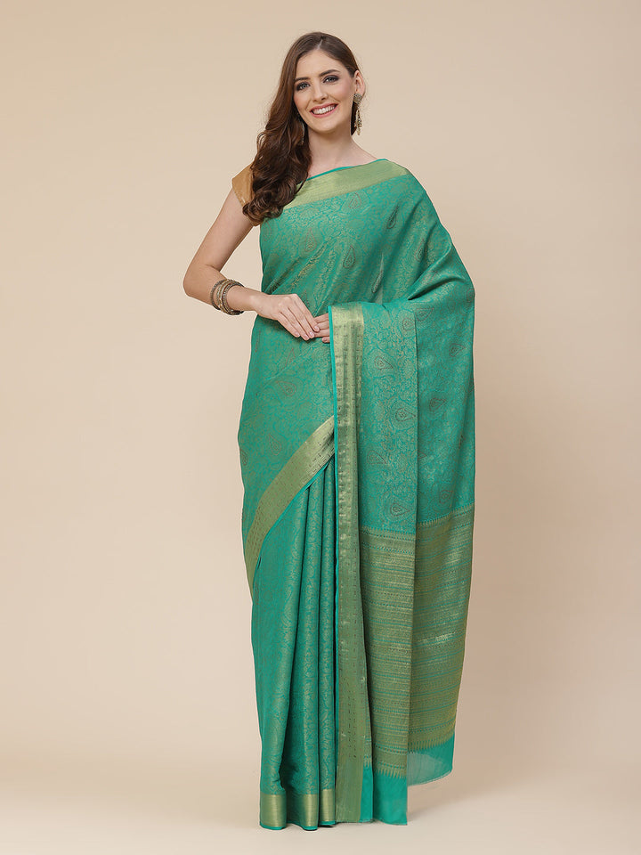 Light Brocade Georgette Plain Saree