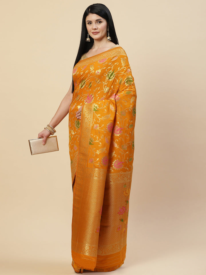 Floral Zari Jaal Handloom Woven Saree