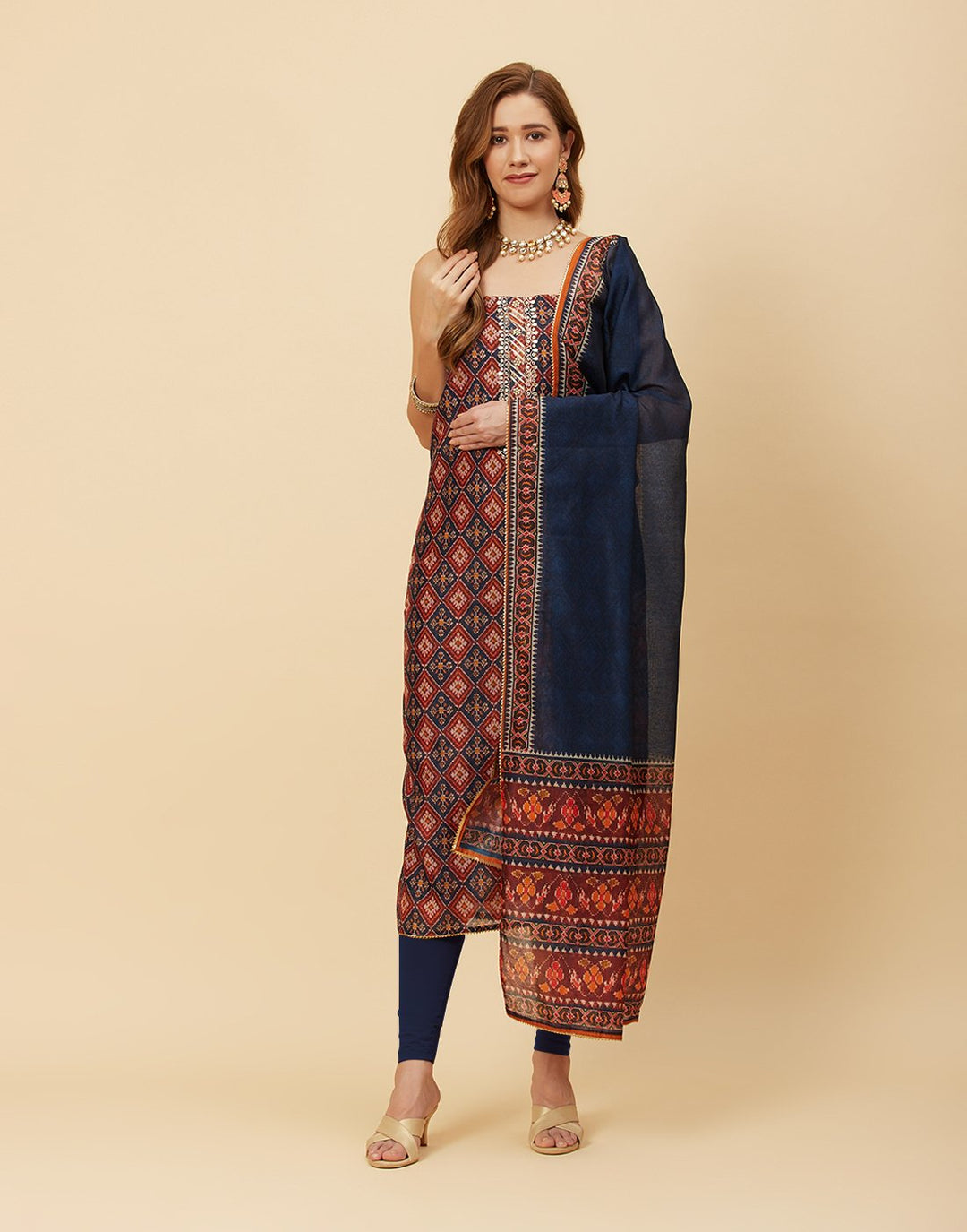 Printed Chanderi Suit Piece