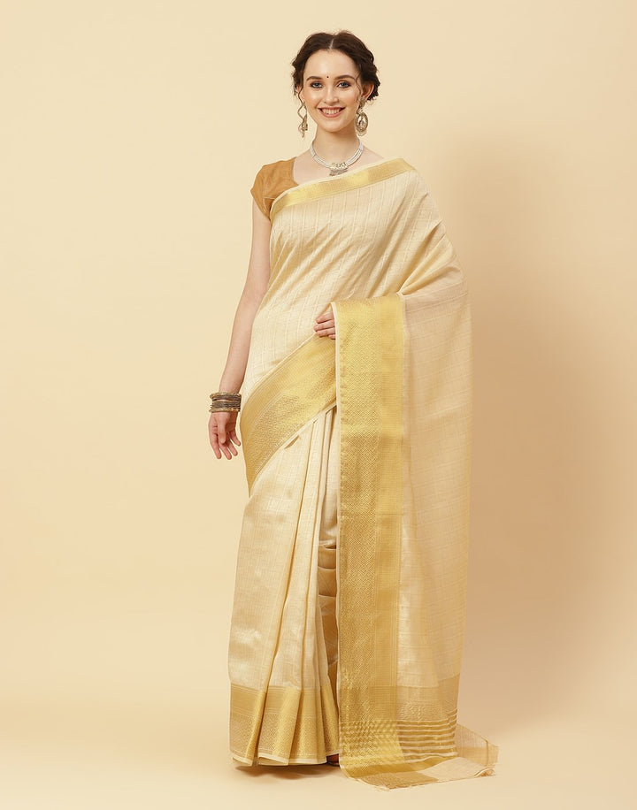 Woven Art Handloom Plain Zari Border Saree