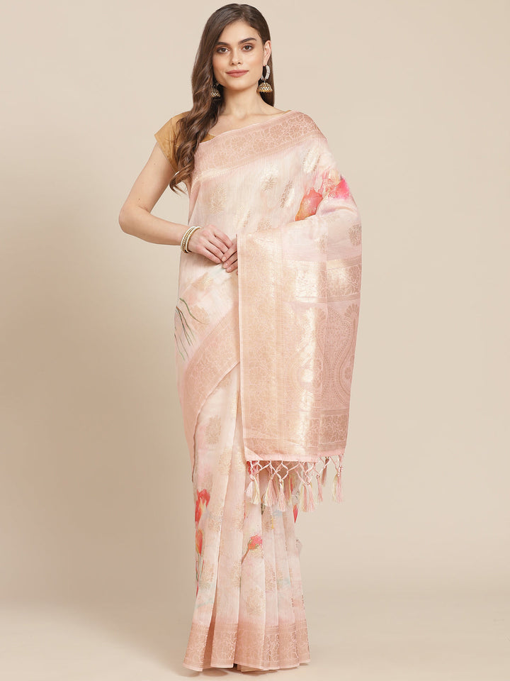 Digital Floral Banarasi Pallu Sarees Printed