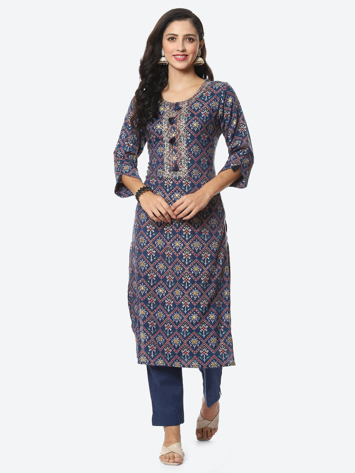 Printed Cotton Kurti With Pant