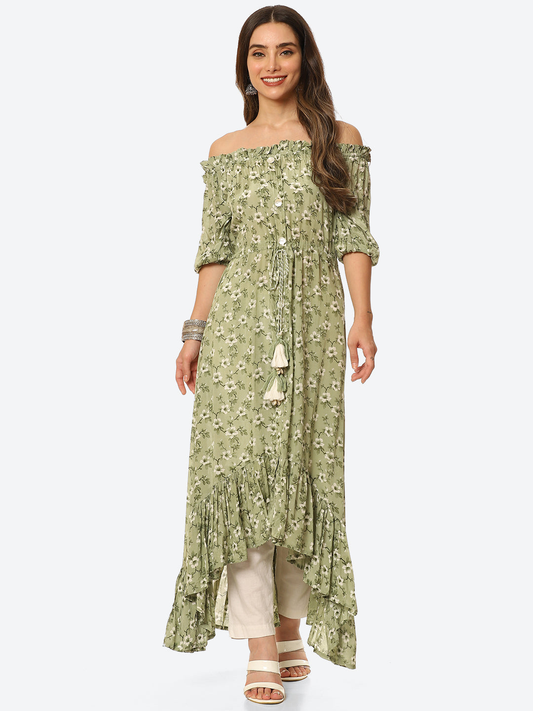 Floral Printed Muslin Kurta