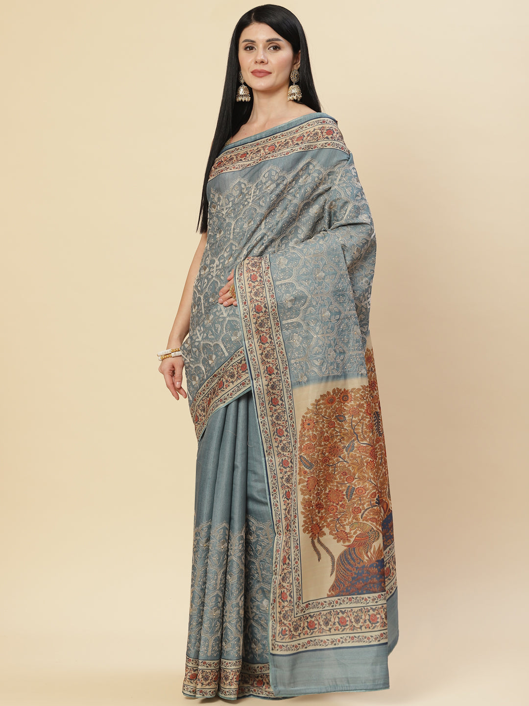 Printed Tussar Saree