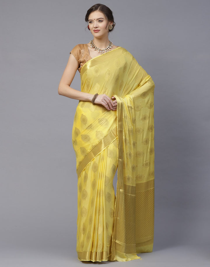 Art Crepe Saree with Zari Border