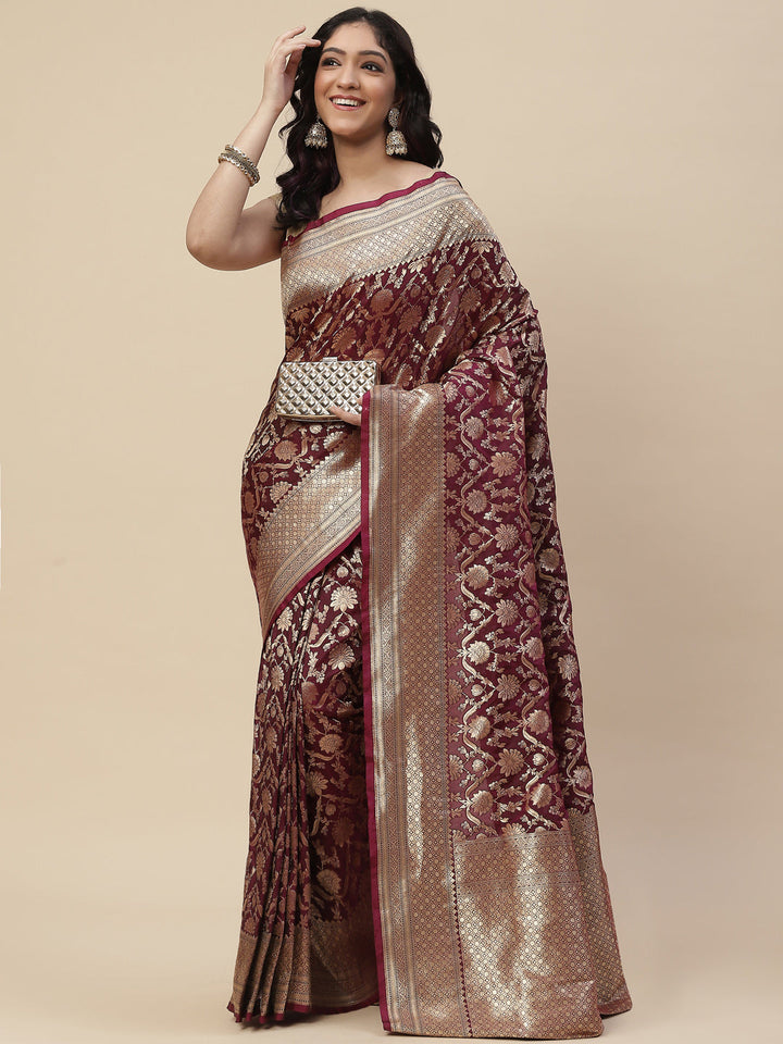 Zari Jaal Banarasi Woven Saree