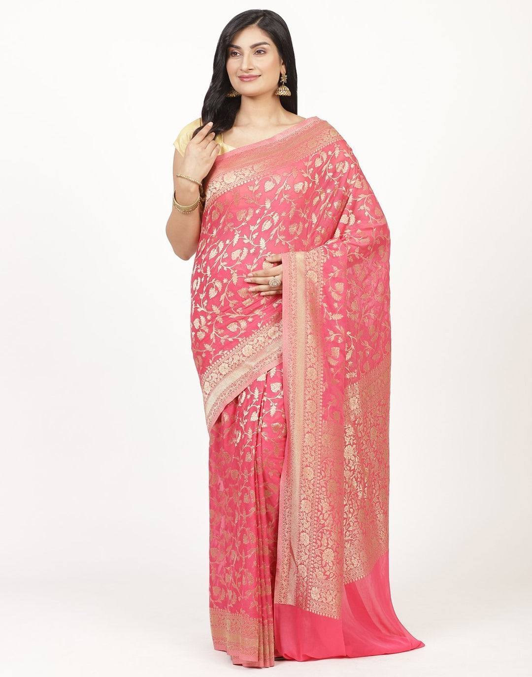 MBZ Meena Bazaar-Zari Jaal Art Georgette Saree