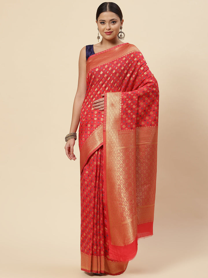 Zari Border Booti Handloom Woven Saree