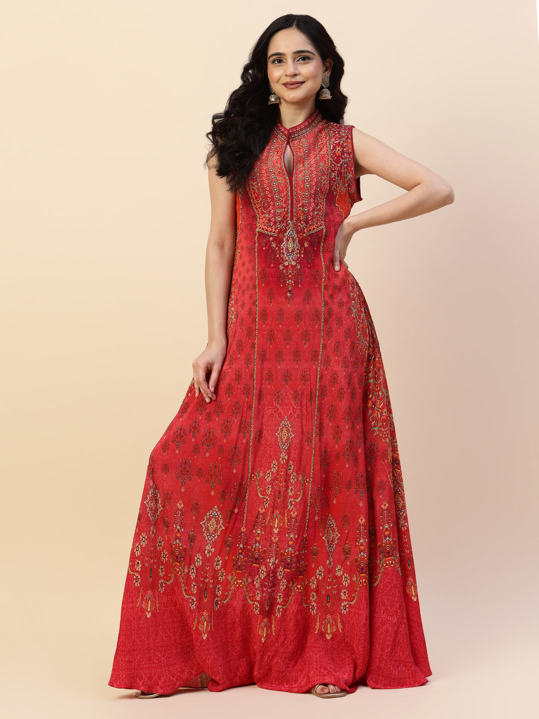 Digital Printed Crepe Gown