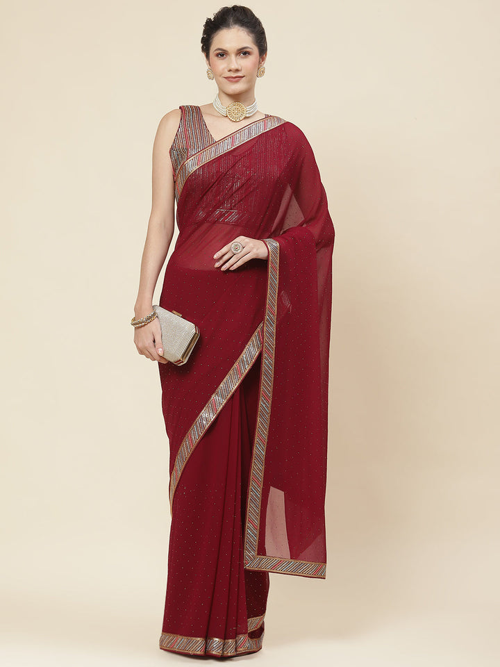 Stone Embroidered Georgette Saree