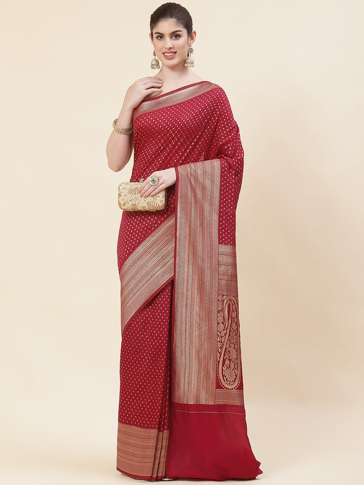 Zari Border Booti Handloom Woven Saree