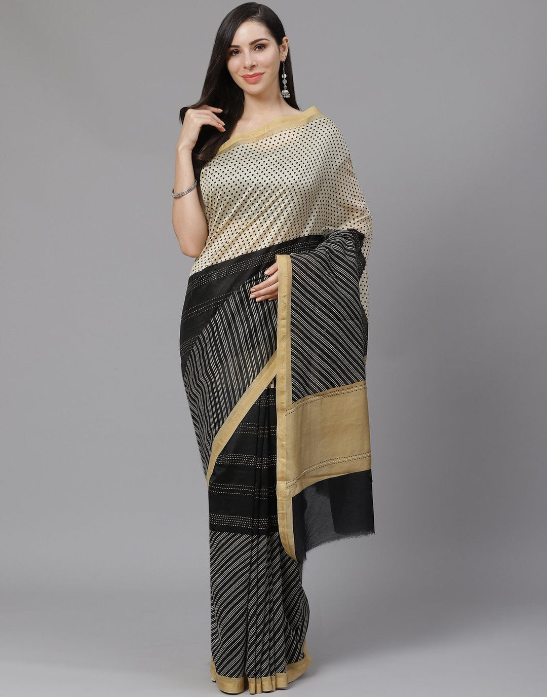 Kantha Border Printed Cotton Saree