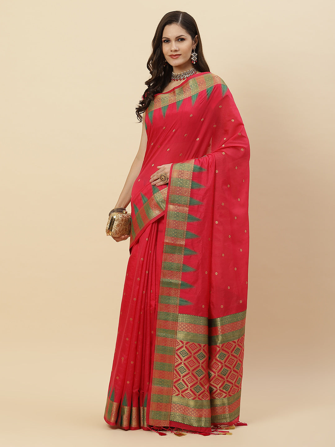 Plain Zari Border Handloom Woven Saree
