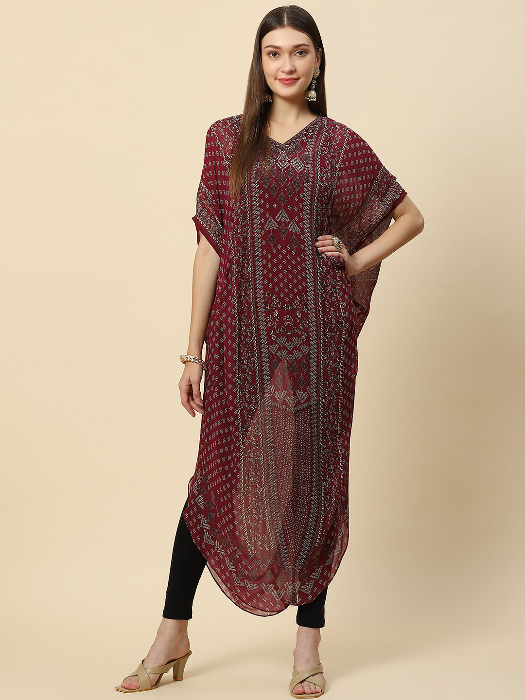 Digital Printed Georgette Kaftan Kurta