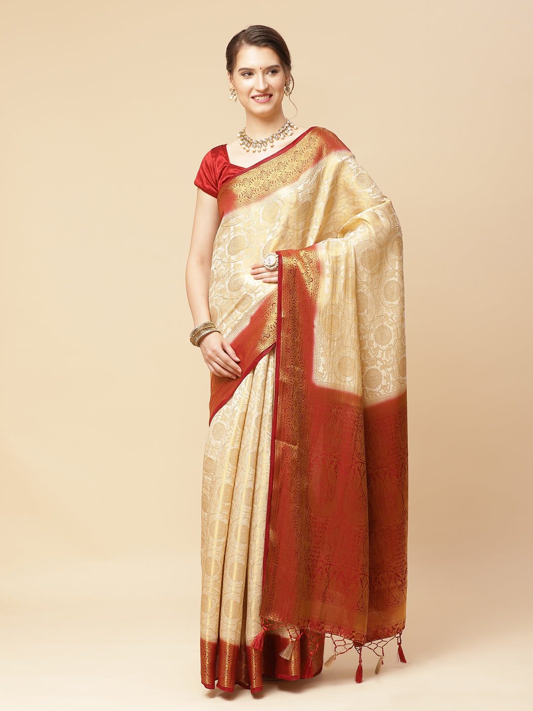 Zari Jaal Art Handloom Woven Saree