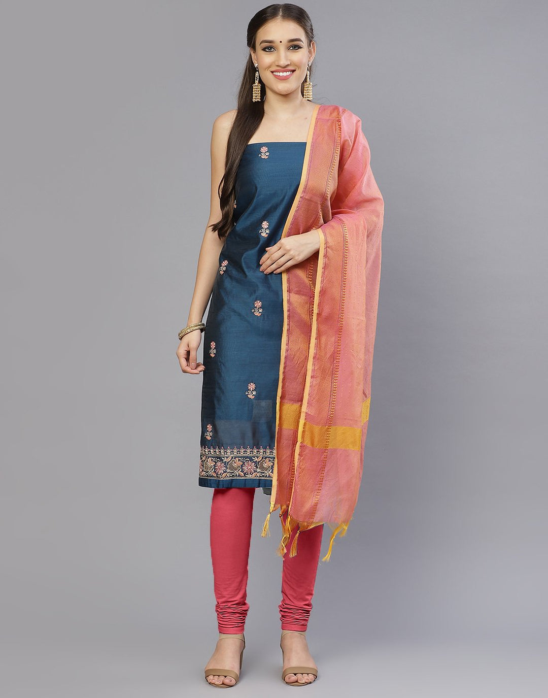 Chanderi Embroidered Suit Piece