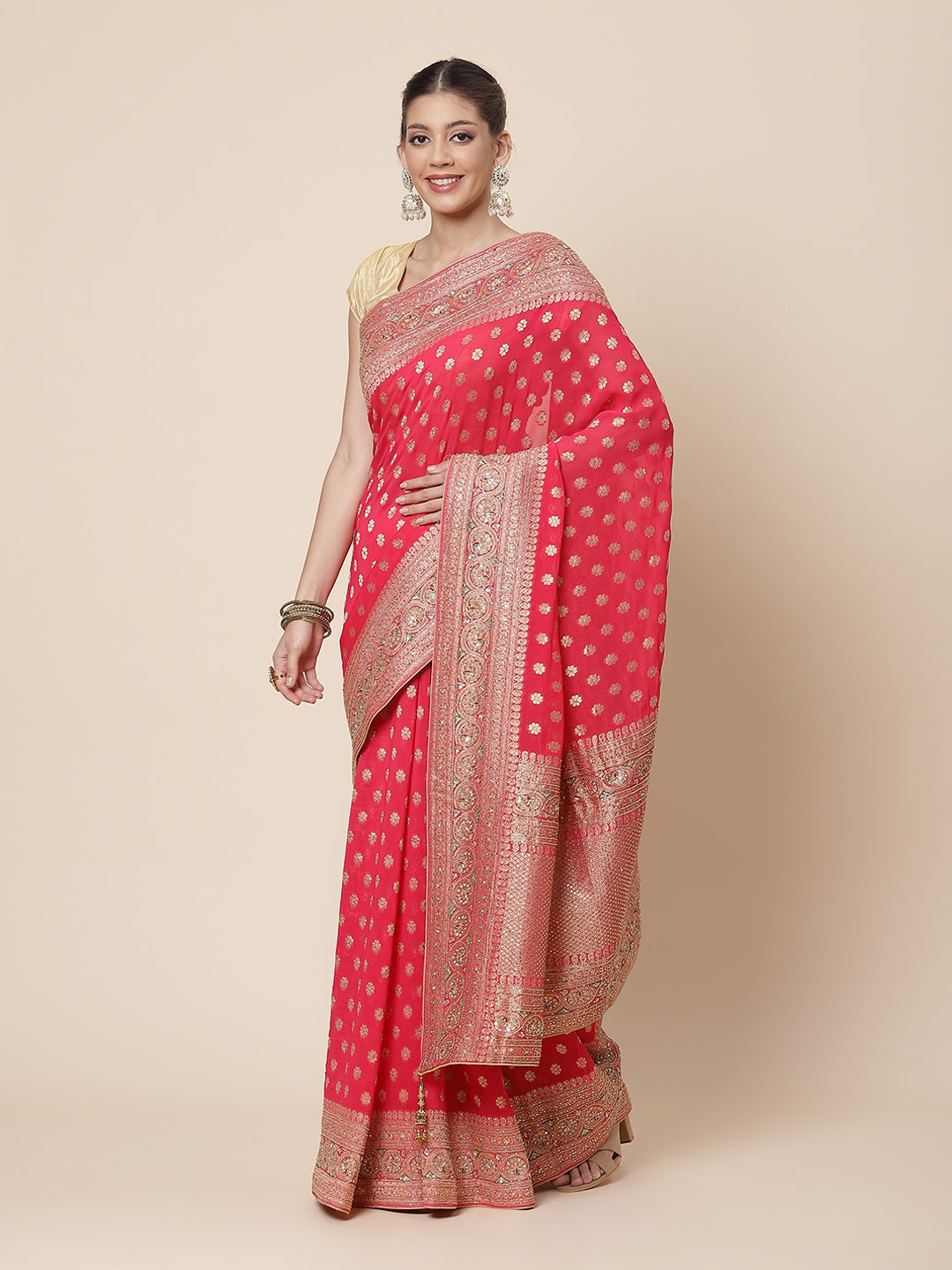 Stone Booti Banarsi Embroided Saree