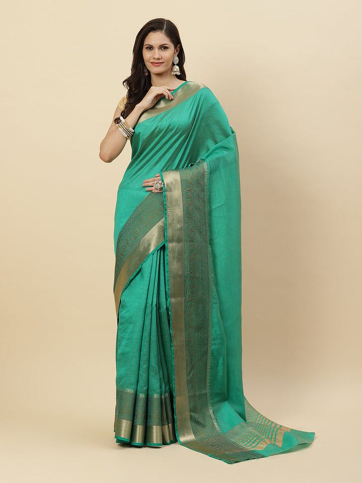 Plain Zari Border Handloom Woven Saree