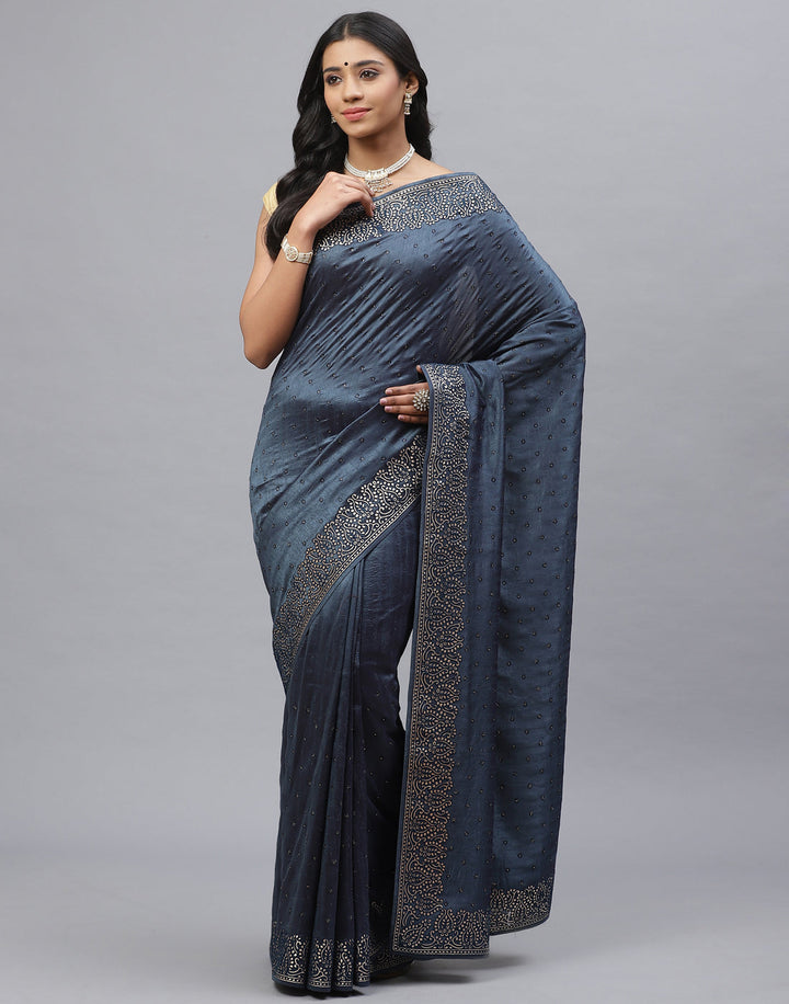 Dupion Silk Embroidery Saree
