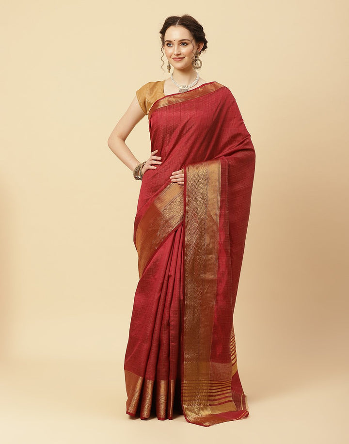 Woven Art Handloom Plain Zari Border Saree