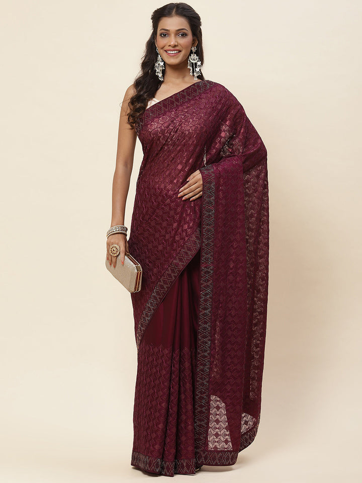 Sequence Embroidered Chiffon Saree