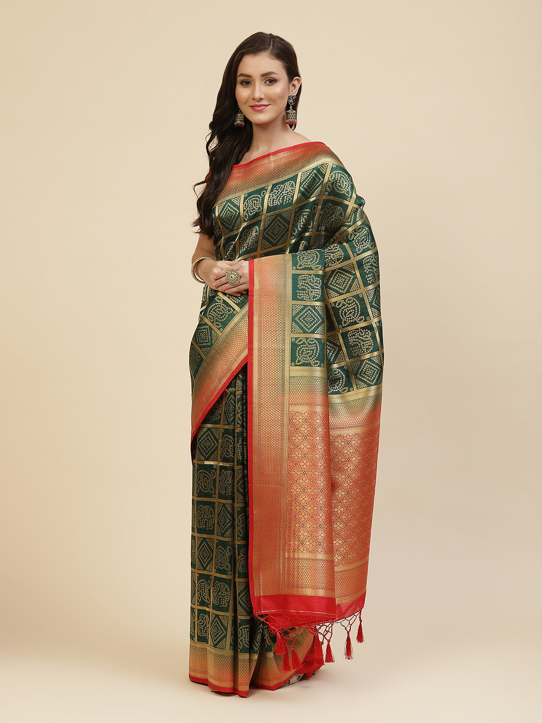 Bandhej Handloom Woven Saree