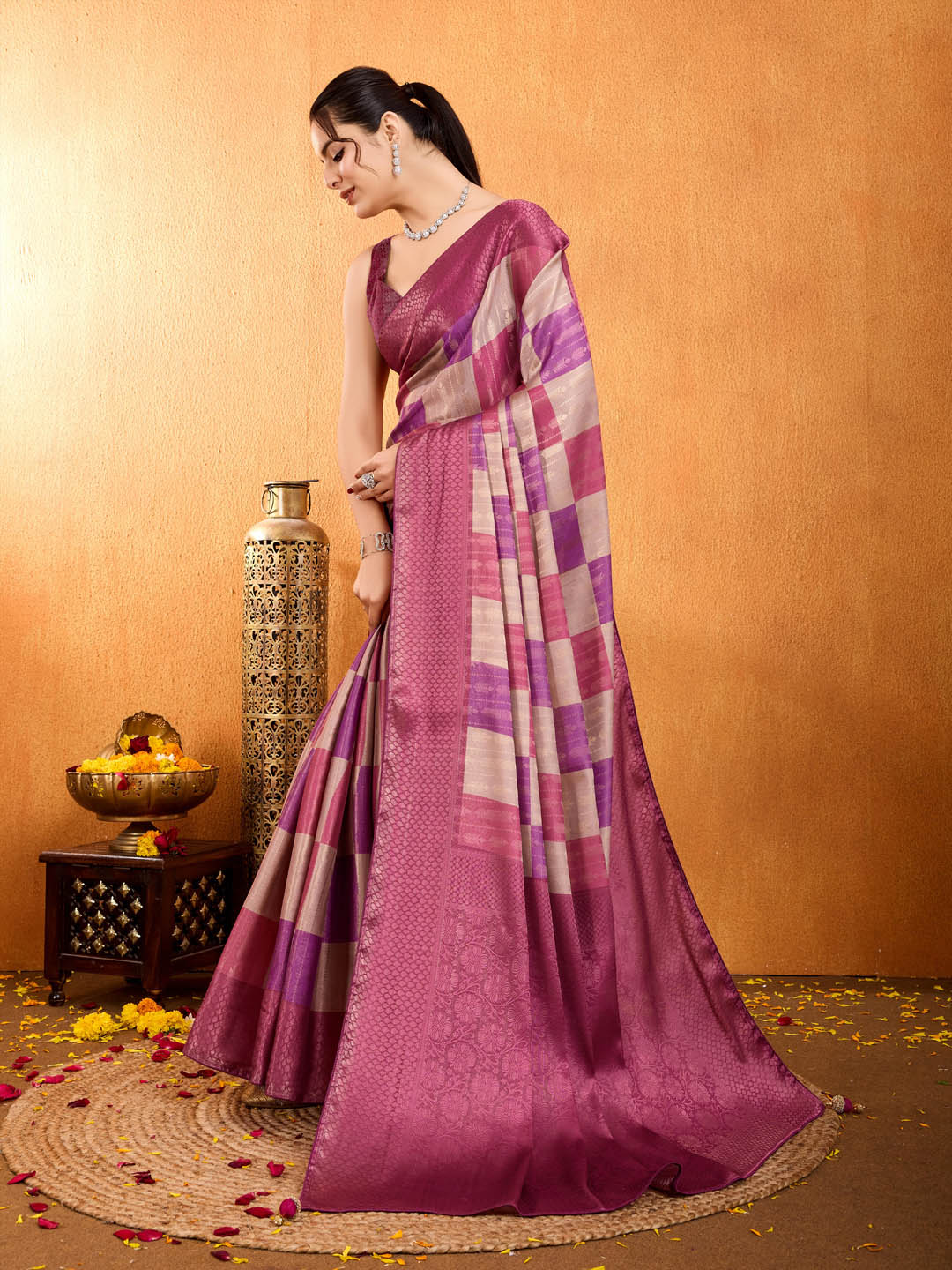 Zari Border Booti Woven Art Silk Saree