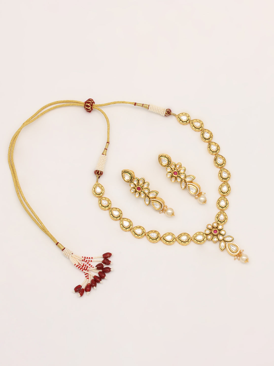 Gold Plated Kundan Necklace With Earrings