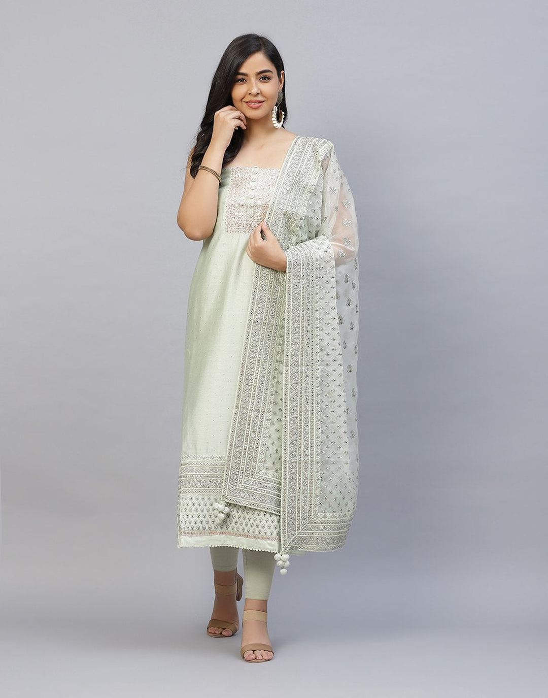 Embroidered Cotton Chanderi Suit Piece