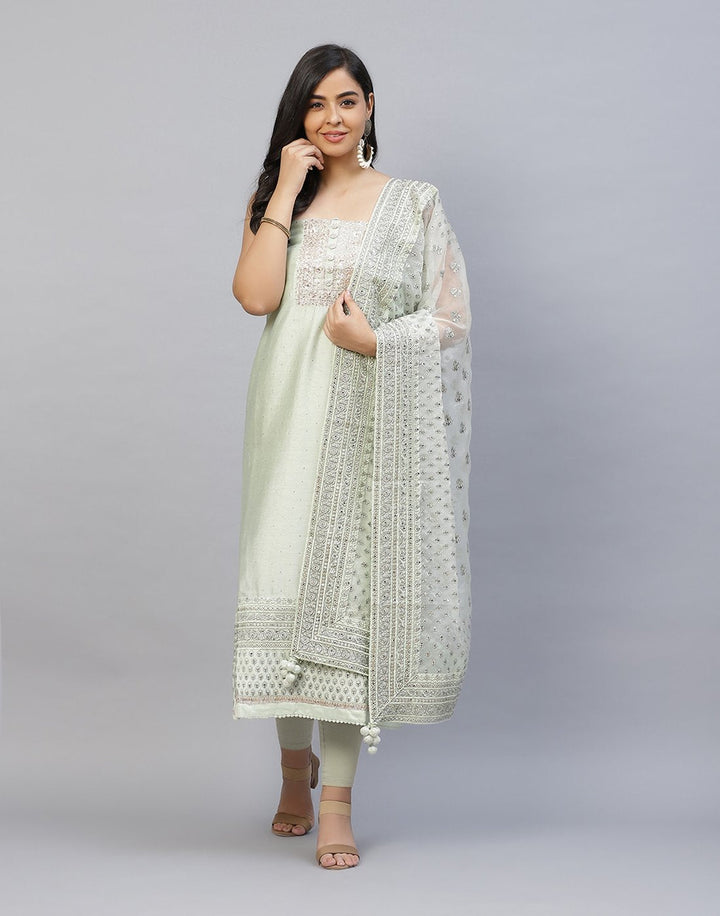 Embroidered Cotton Chanderi Suit Piece