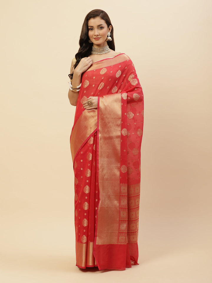 Zari Border Booti Cotton Woven Saree