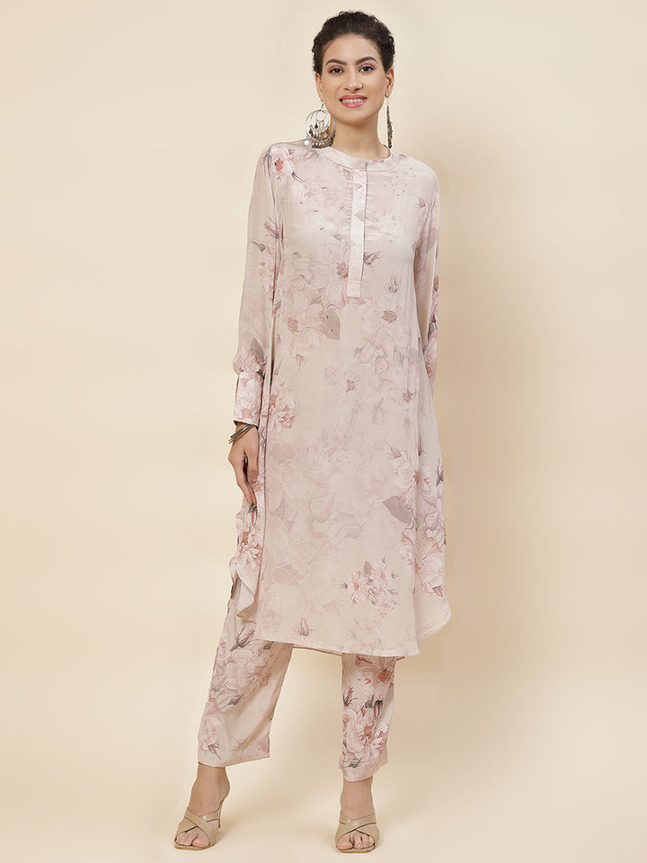 Printed Crepe Kurta With Pants
